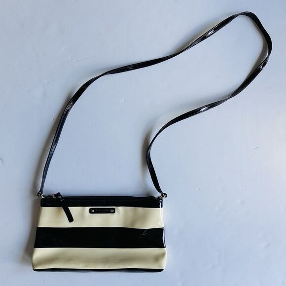 Kate Spade Purse Penn Valley Crossbody Bag Black & Cream Stripe - Picture 2 of 16